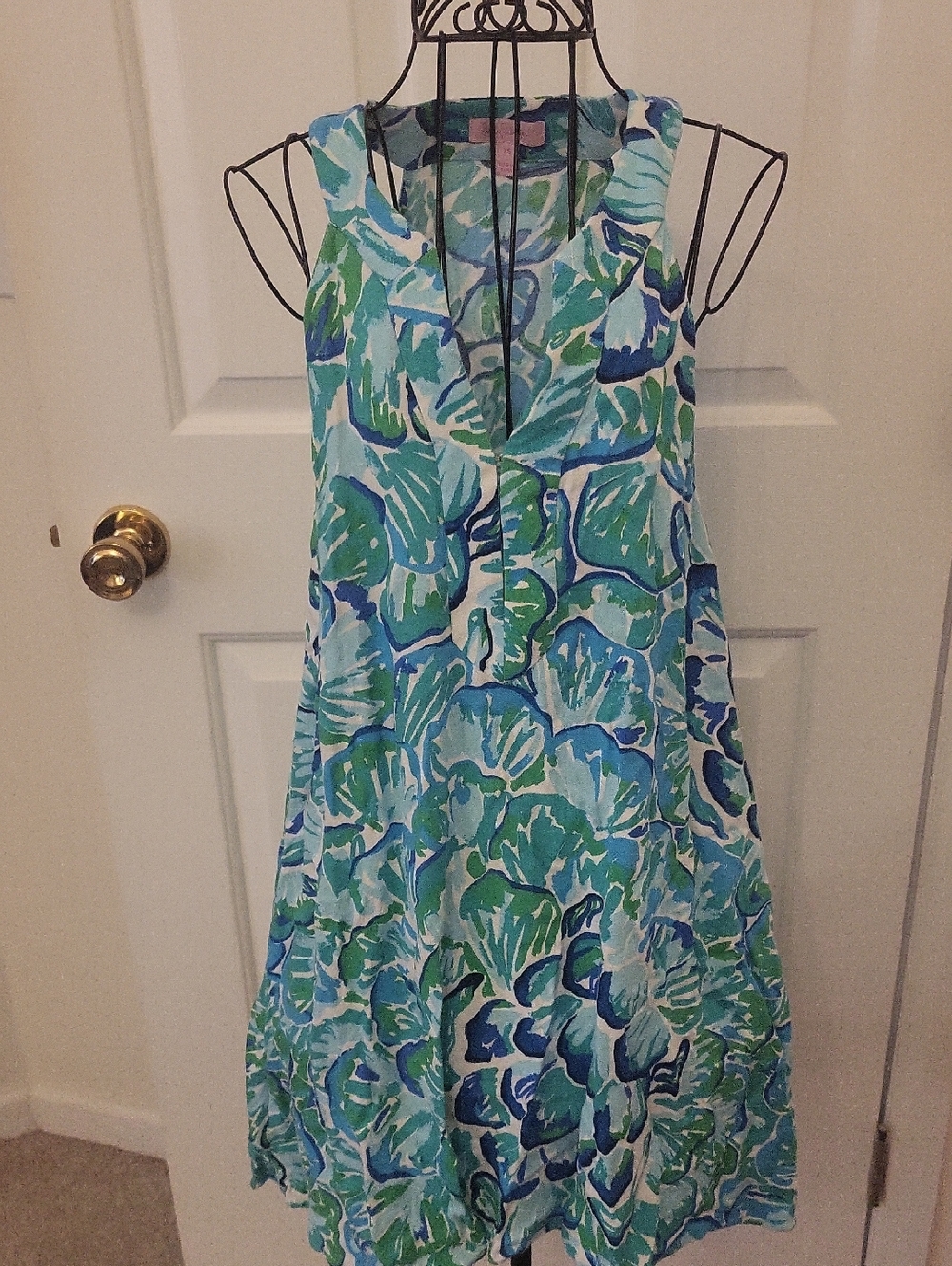 Lilly Pulitzer Sleeveless Midi Dress in Blue, Green, White Floral Print